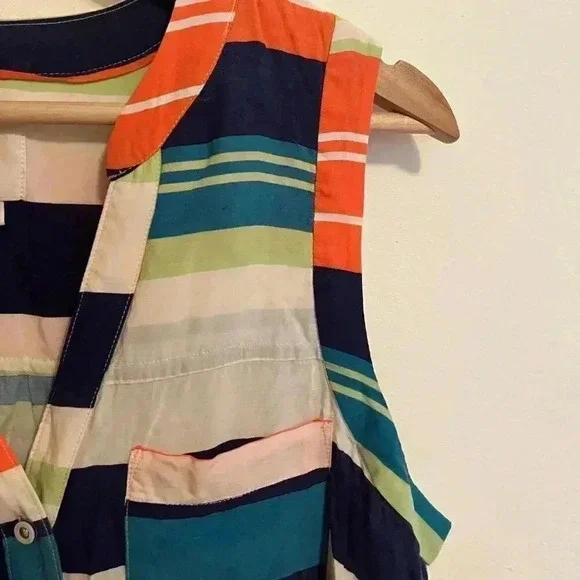 Maeve Sleeveless Colored Stripe Blouse - Picture 7 of 9